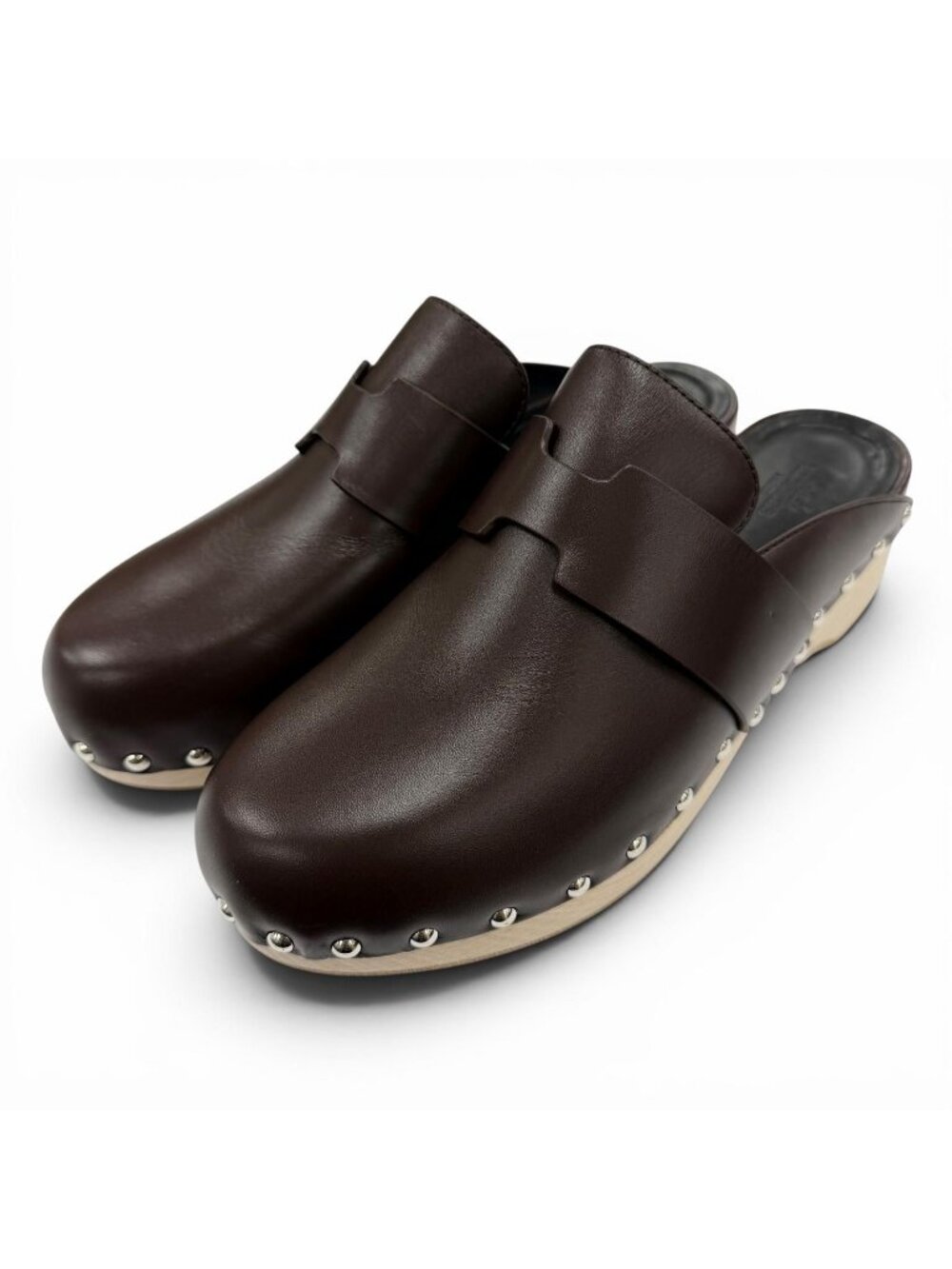 Hermes Karya Sabot Silver Sandals